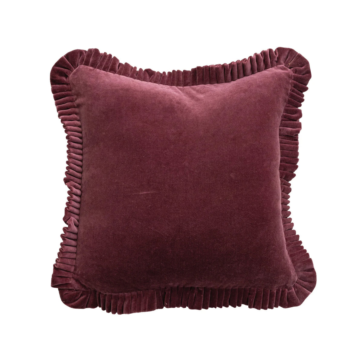 Square Cotton Velvet Pillow with Ruffle