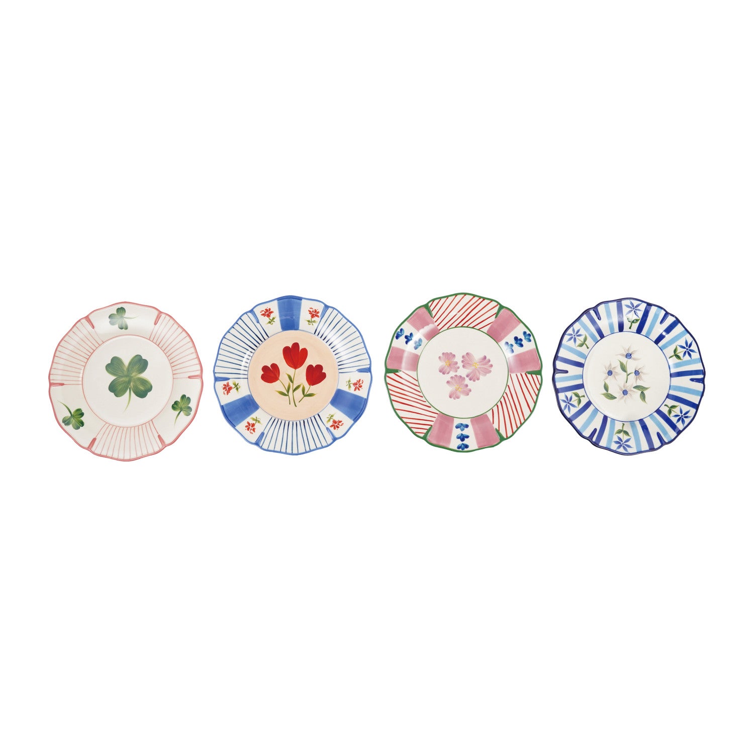 Scalloped Plate with Botanicals - Size 10 3/4"