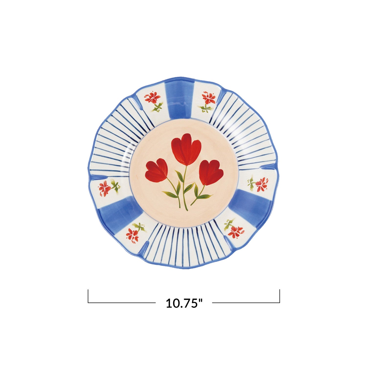 Scalloped Plate with Botanicals - Size 10 3/4"