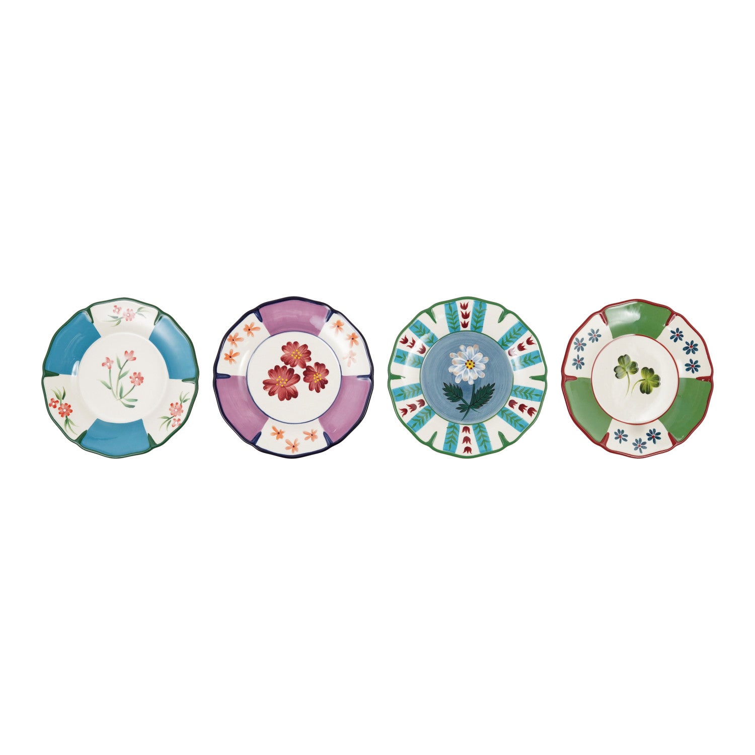 Scalloped Plate with Botanicals - size 7 1/2"