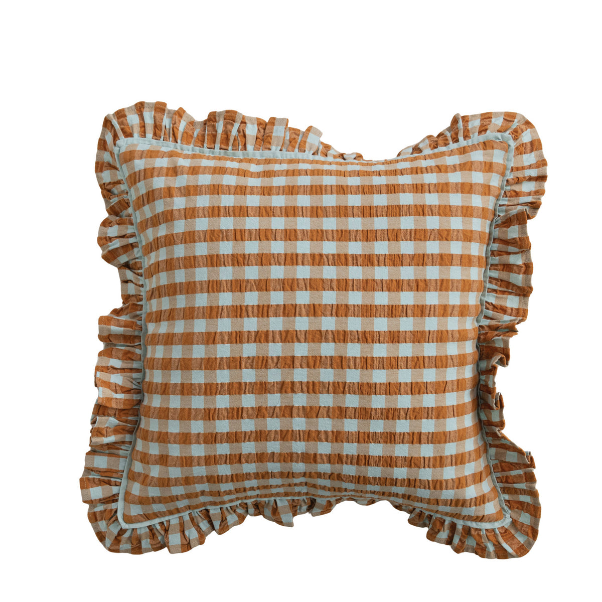 Cotton Pillow with Check Pattern