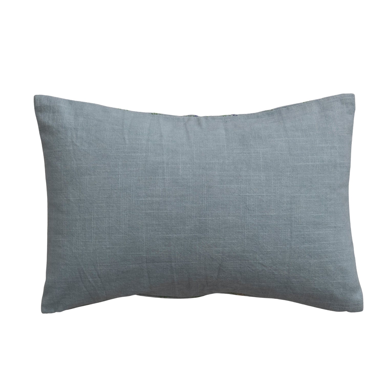 Cotton Slub Lumbar Pillow with Floral Pattern
