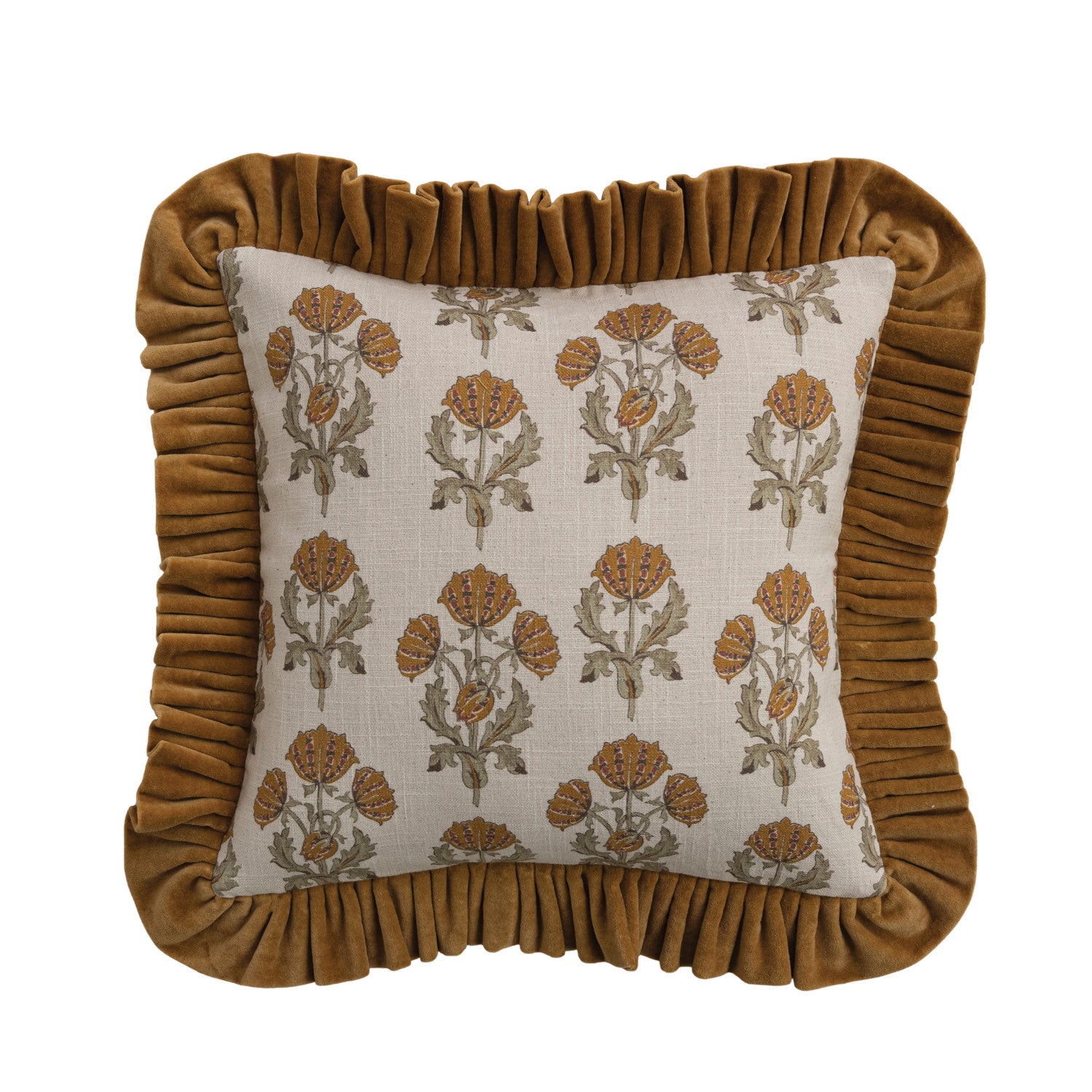 18" Square Cotton Slub Printed Pillow