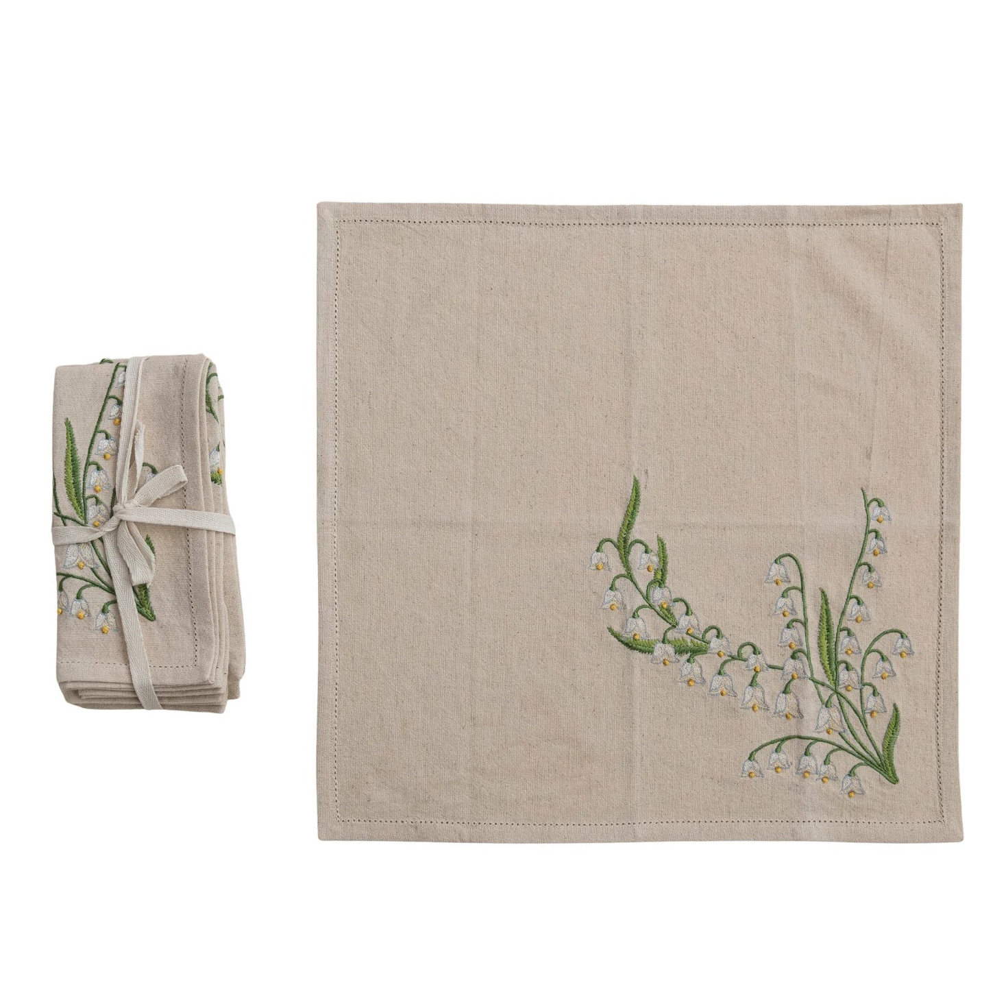 Cotton/Linen Napkins, Set of 4 Tied with Cotton Tape