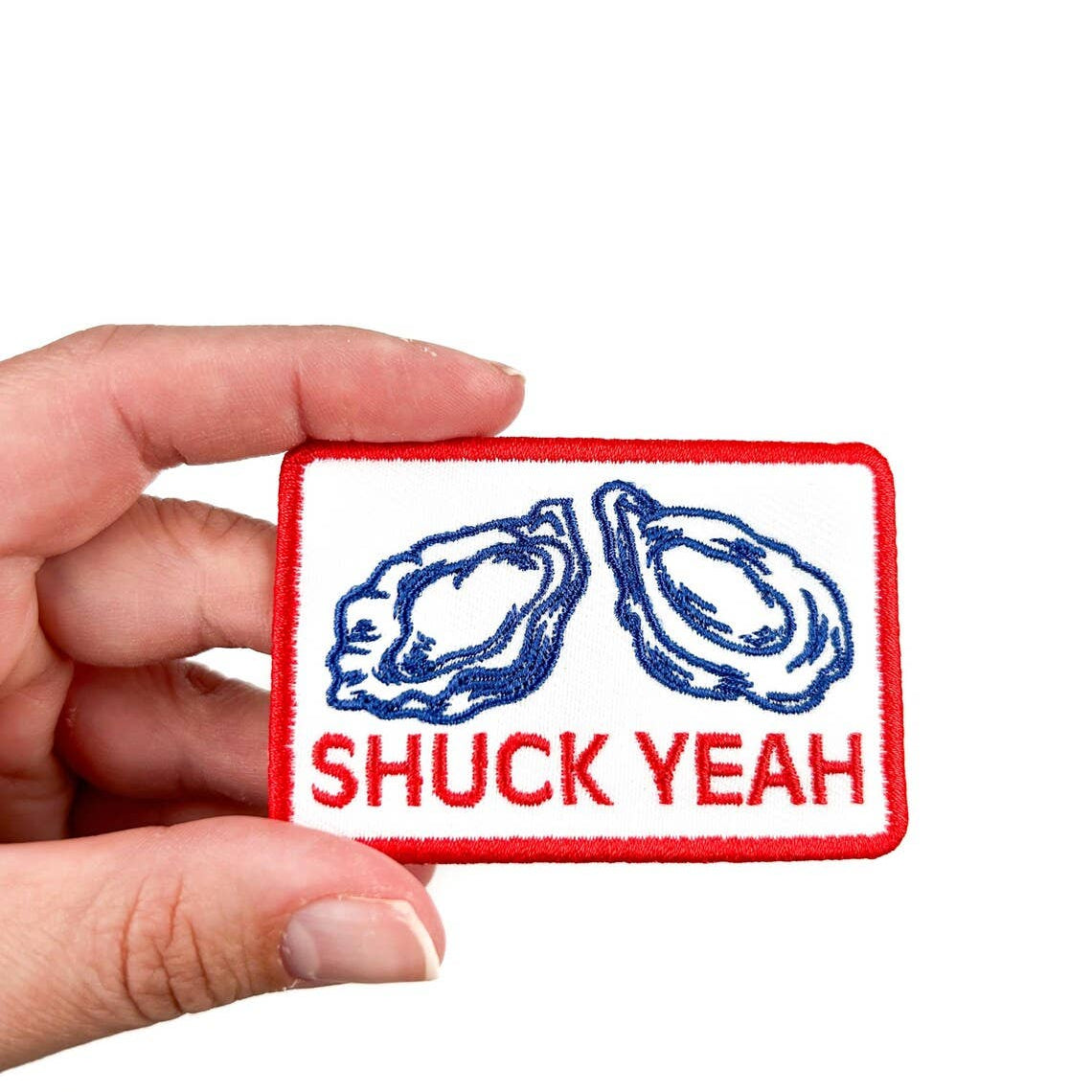 Shuck Yeah Embroidered Iron-on Sew-on Patch Oyster Beach