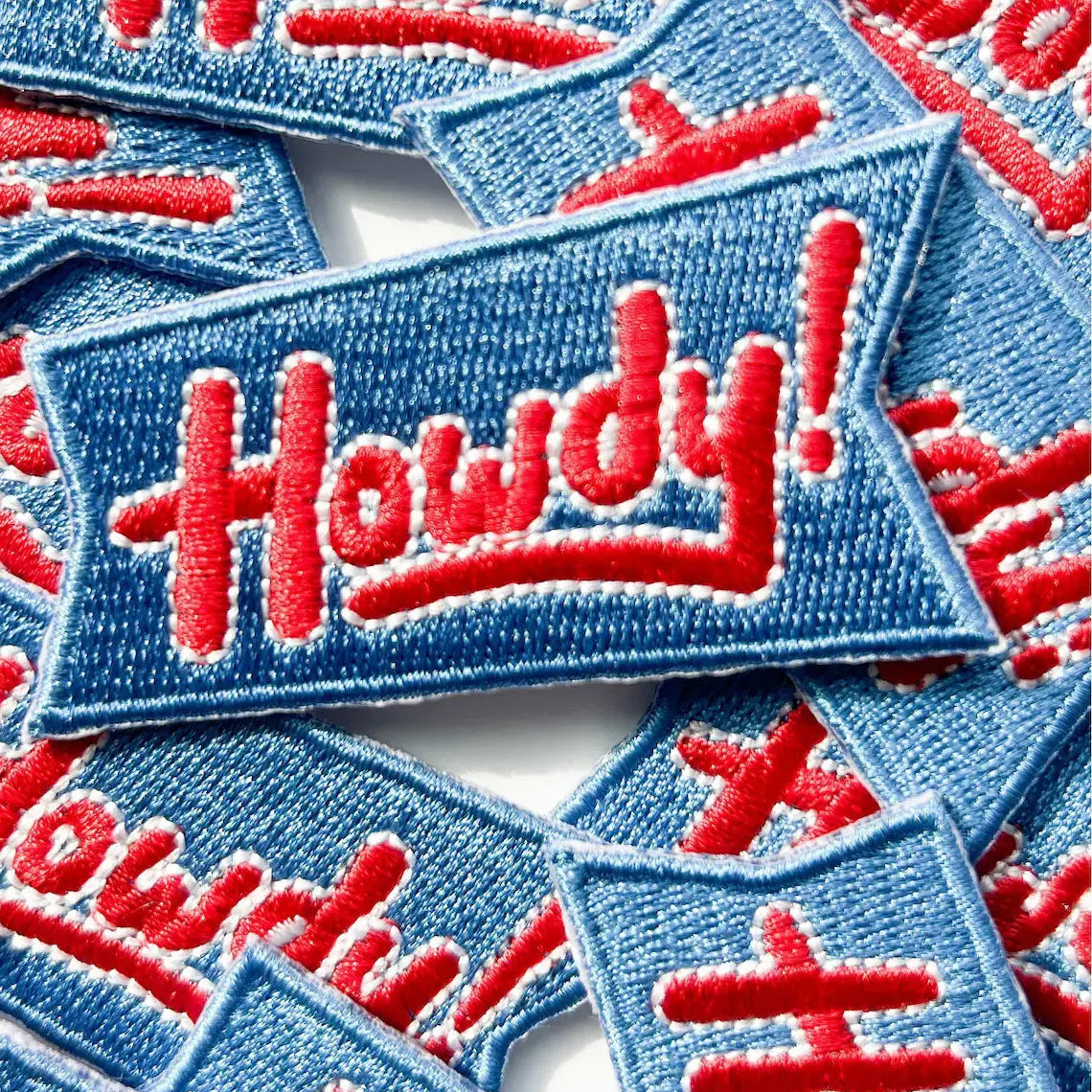 Blue Howdy Iron On Patch for Trucker Hats Western Cowgirl