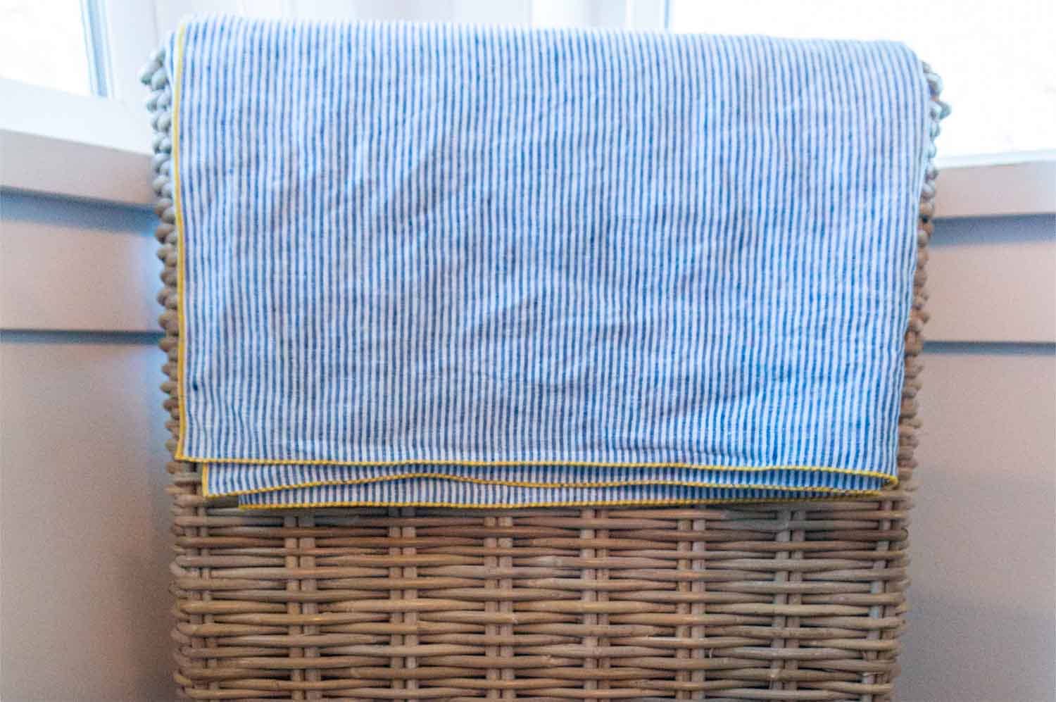 100% Linen - Blue French Pinstripe Tablecloth