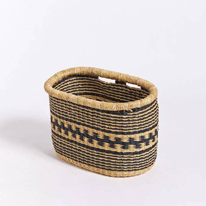 Woven Bicycle Basket- Black Stripes