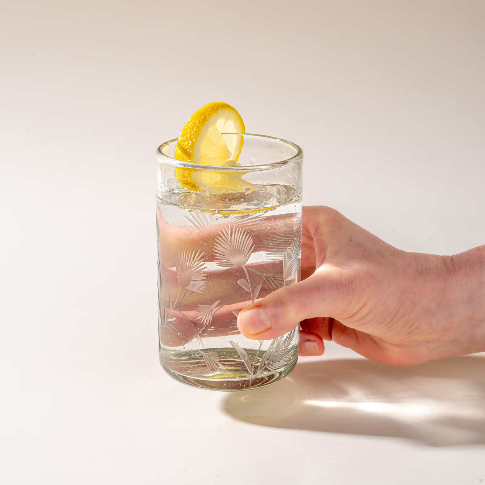 Etched Thistle Recycled Glass Tumbler