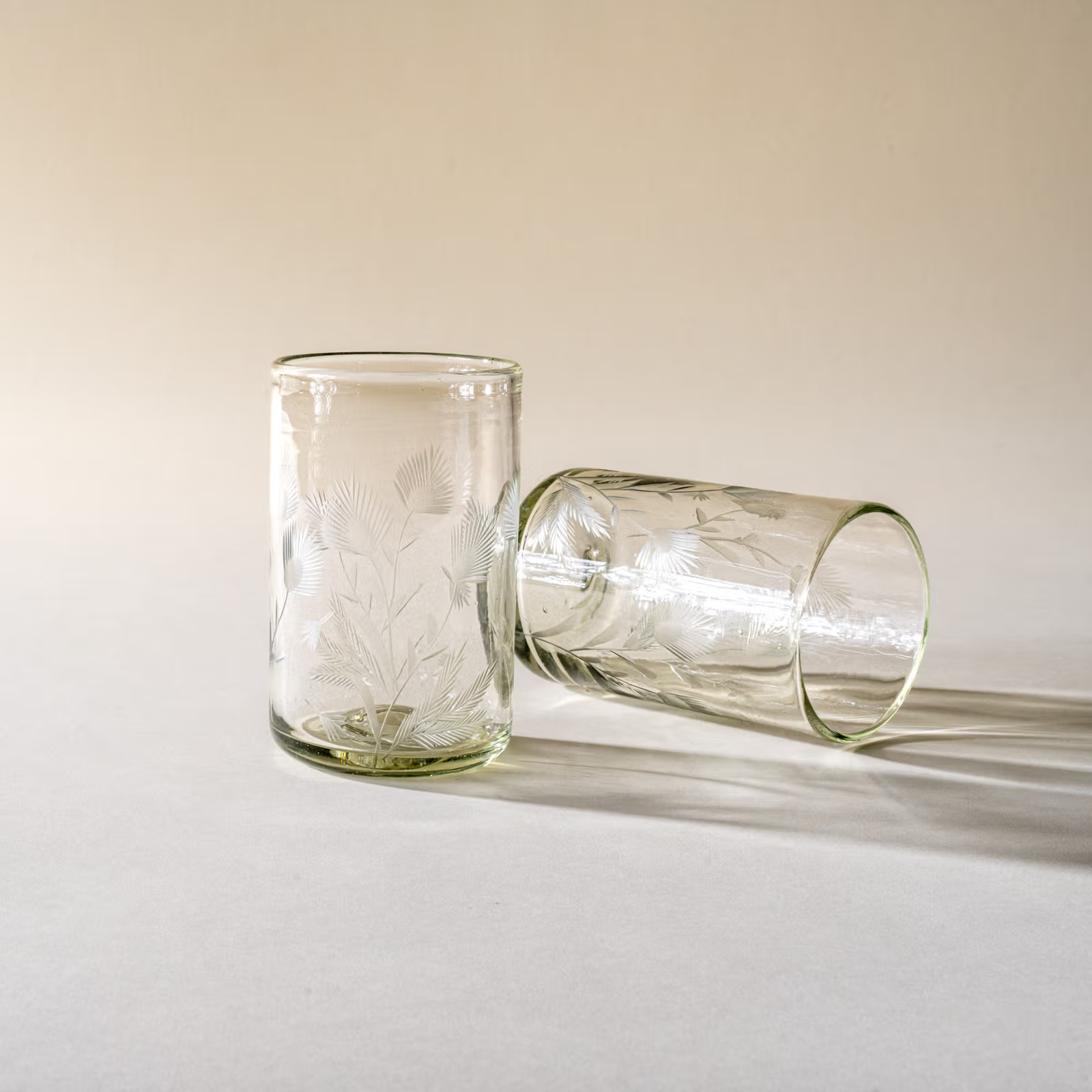 Etched Thistle Recycled Glass Tumbler