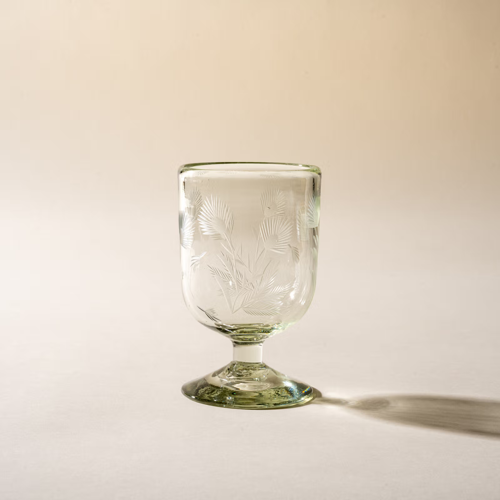 Etched Thistle Recycled Wine Glass