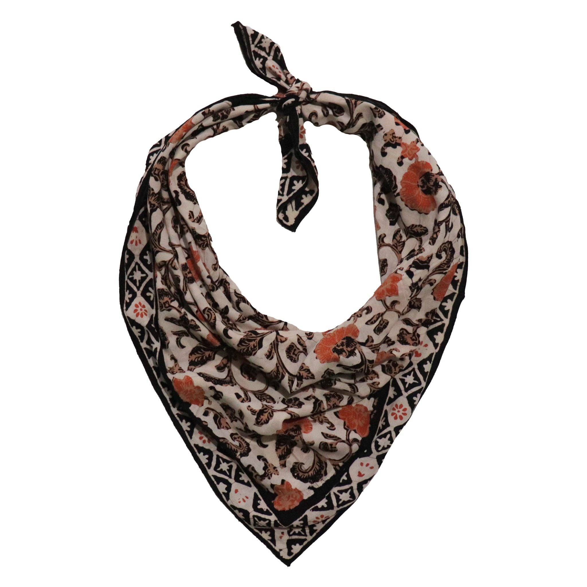 Hand Dyed Batik Bandana, 100% Soft Cotton, Citrus Noir