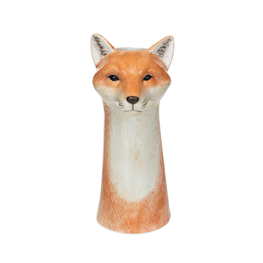 Fox Vase - Handpainted Stoneware