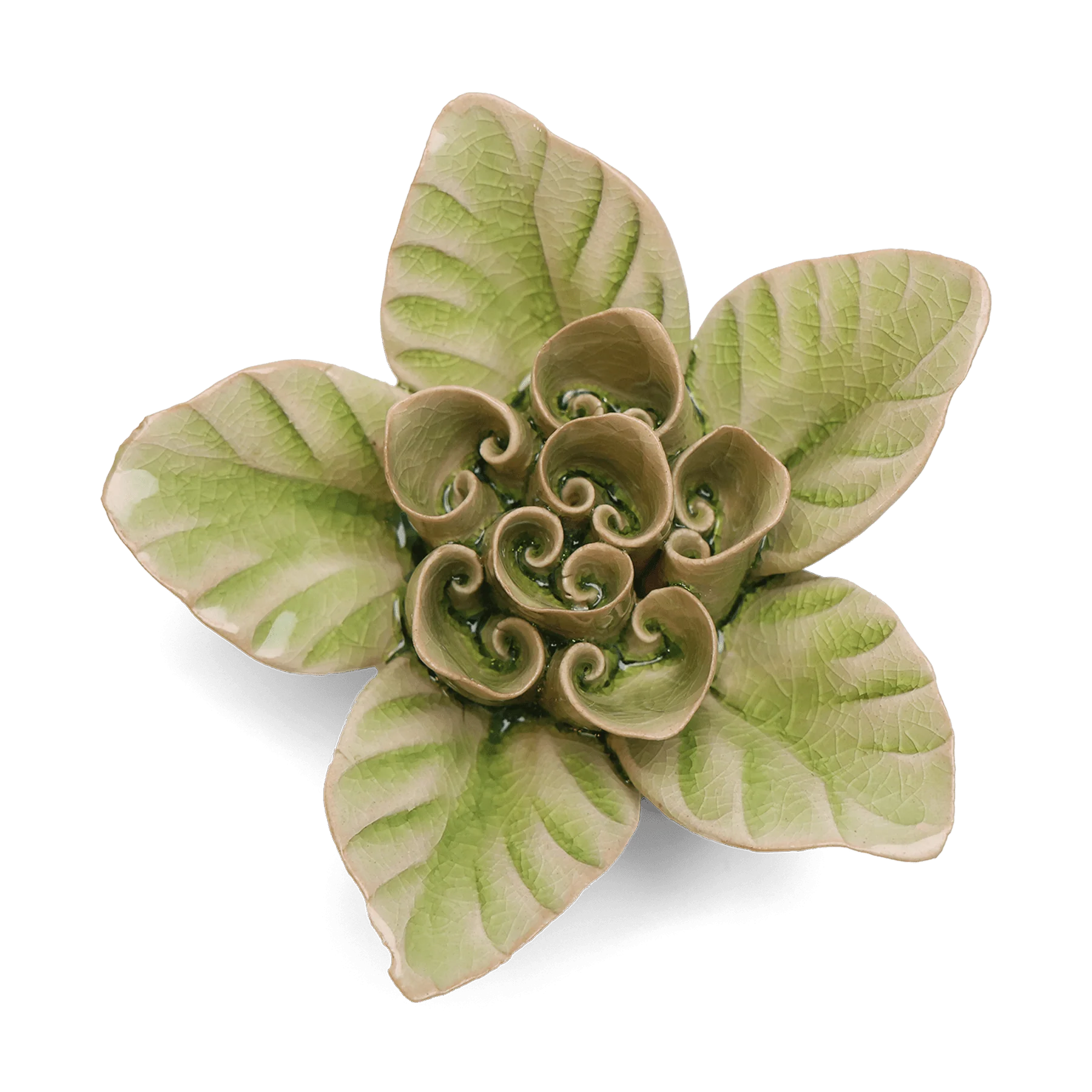 English Garden Ceramic Flower Wall Art - Green Lotus