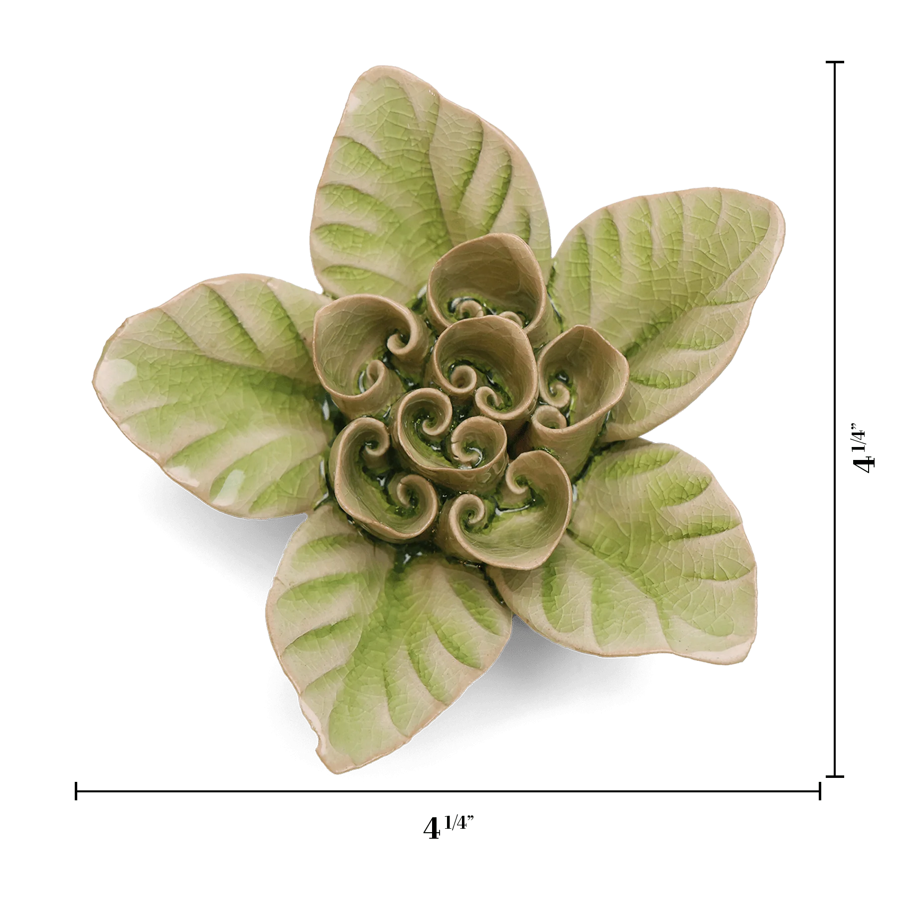 English Garden Ceramic Flower Wall Art - Green Lotus