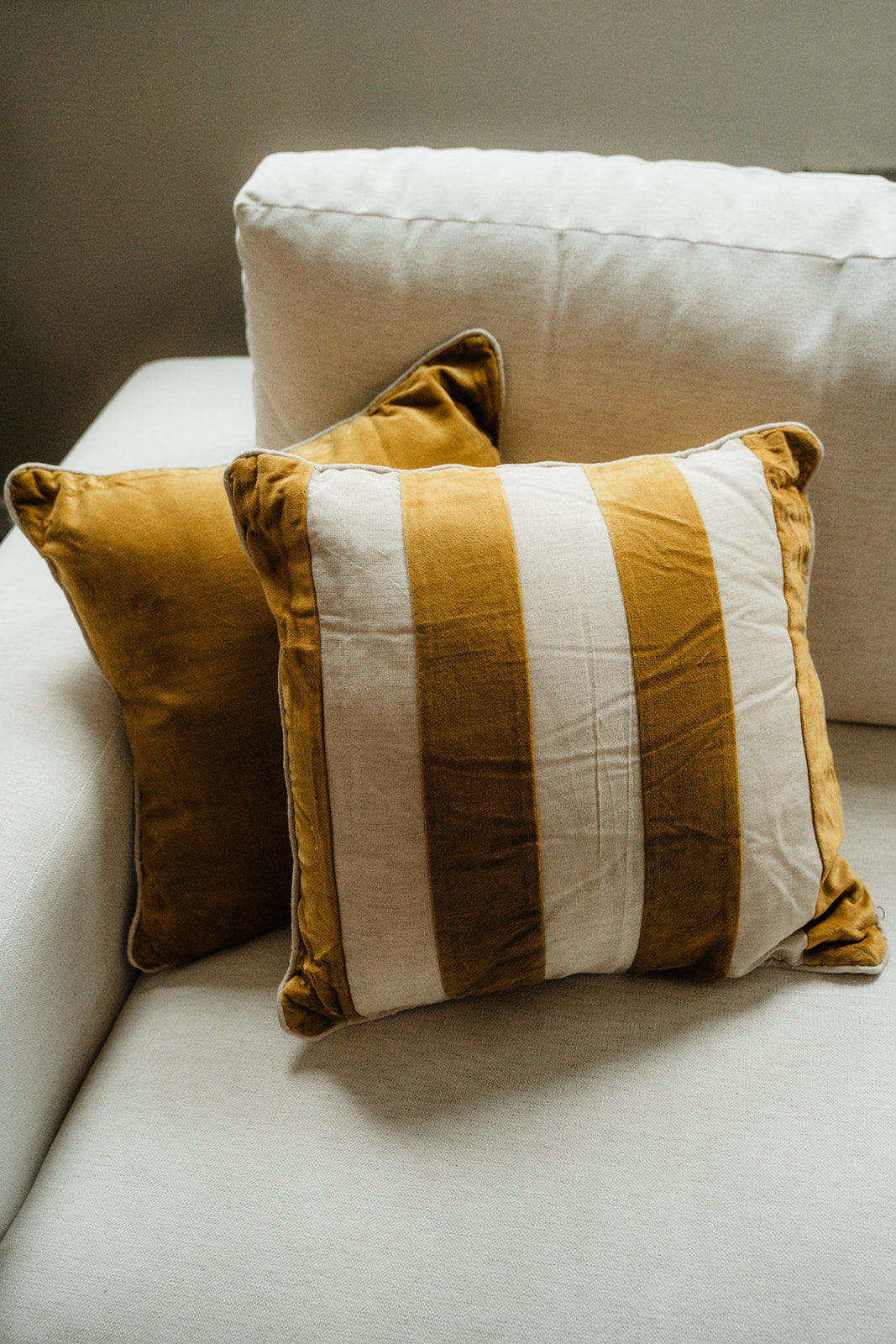 Velvet Linen Stripe Pillow