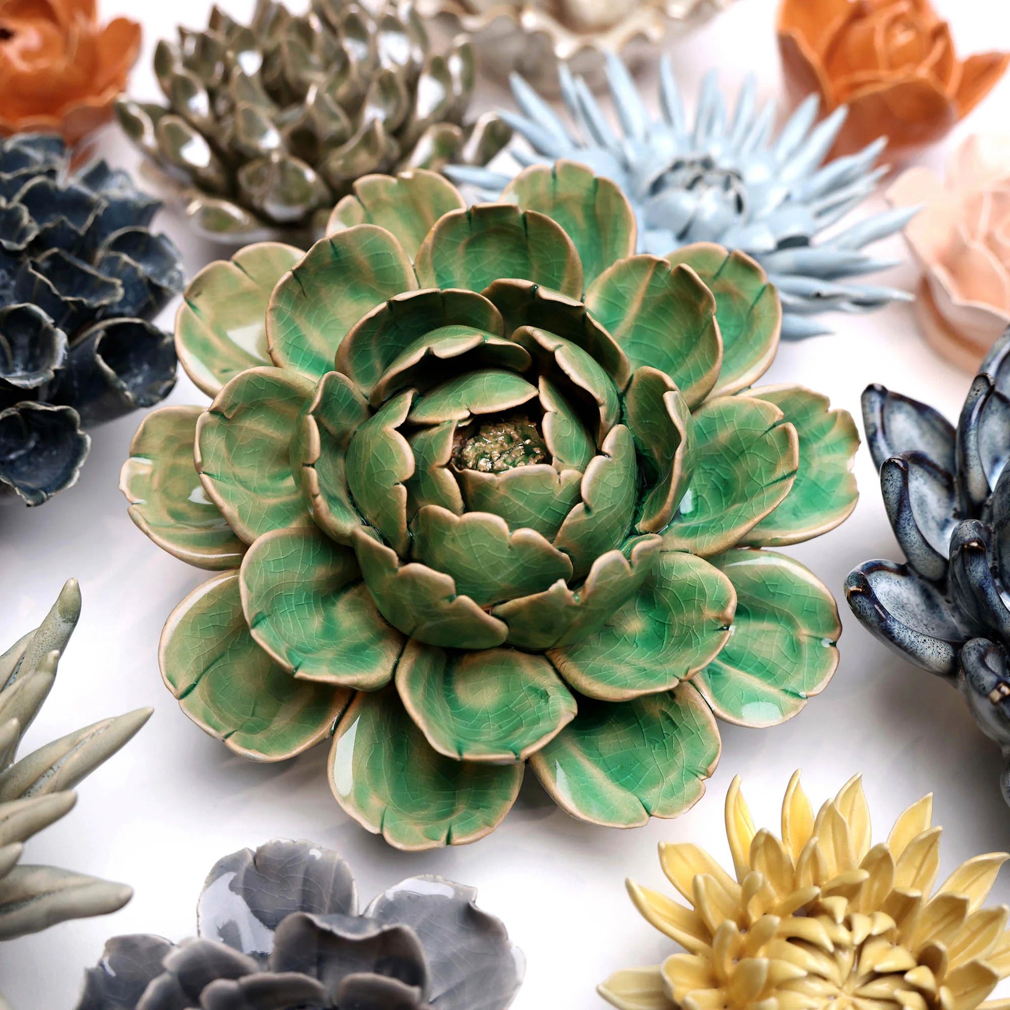 Ceramic Flower Wall Art - Mofo Flower Mint