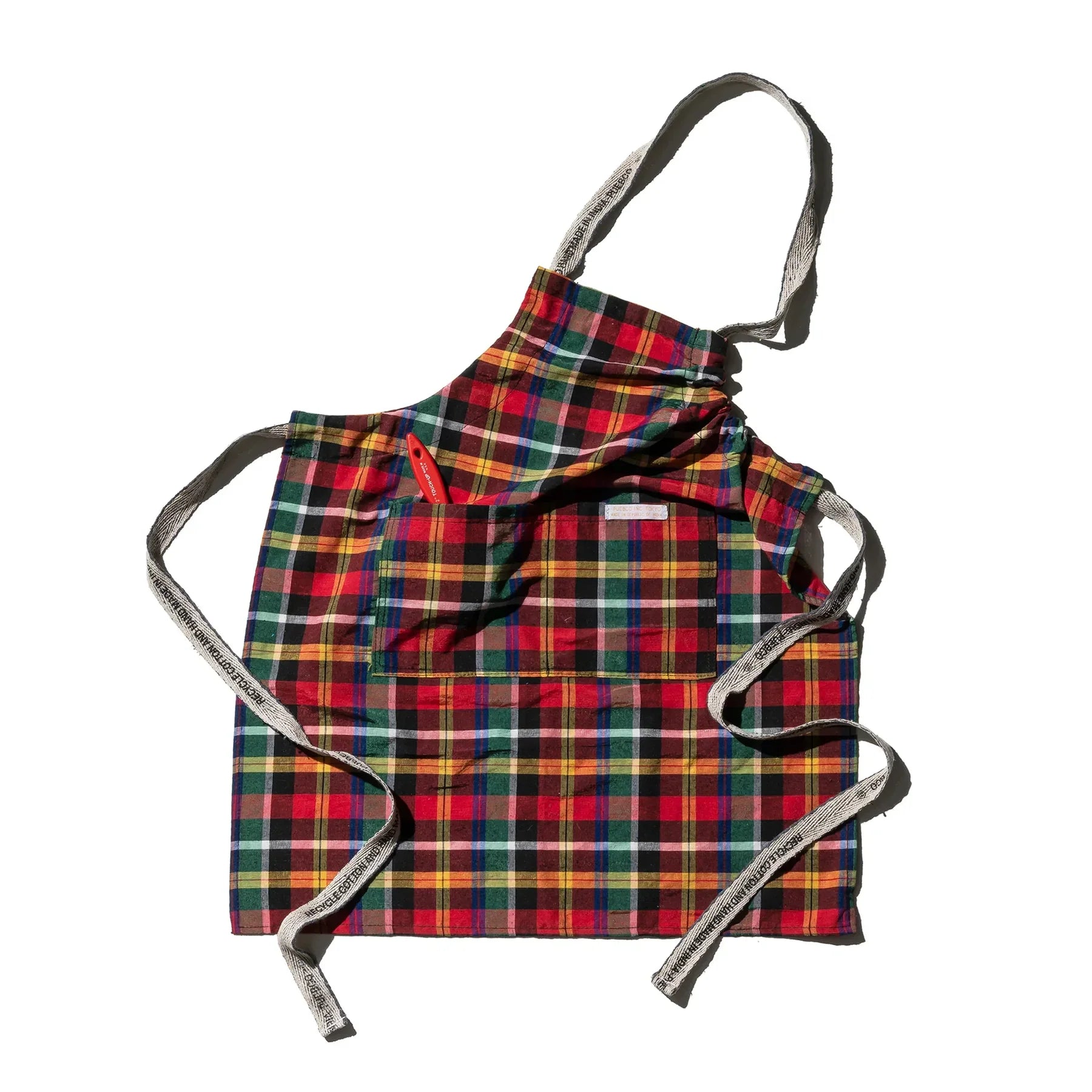 Recycled Cotton Check Apron - Red x Green