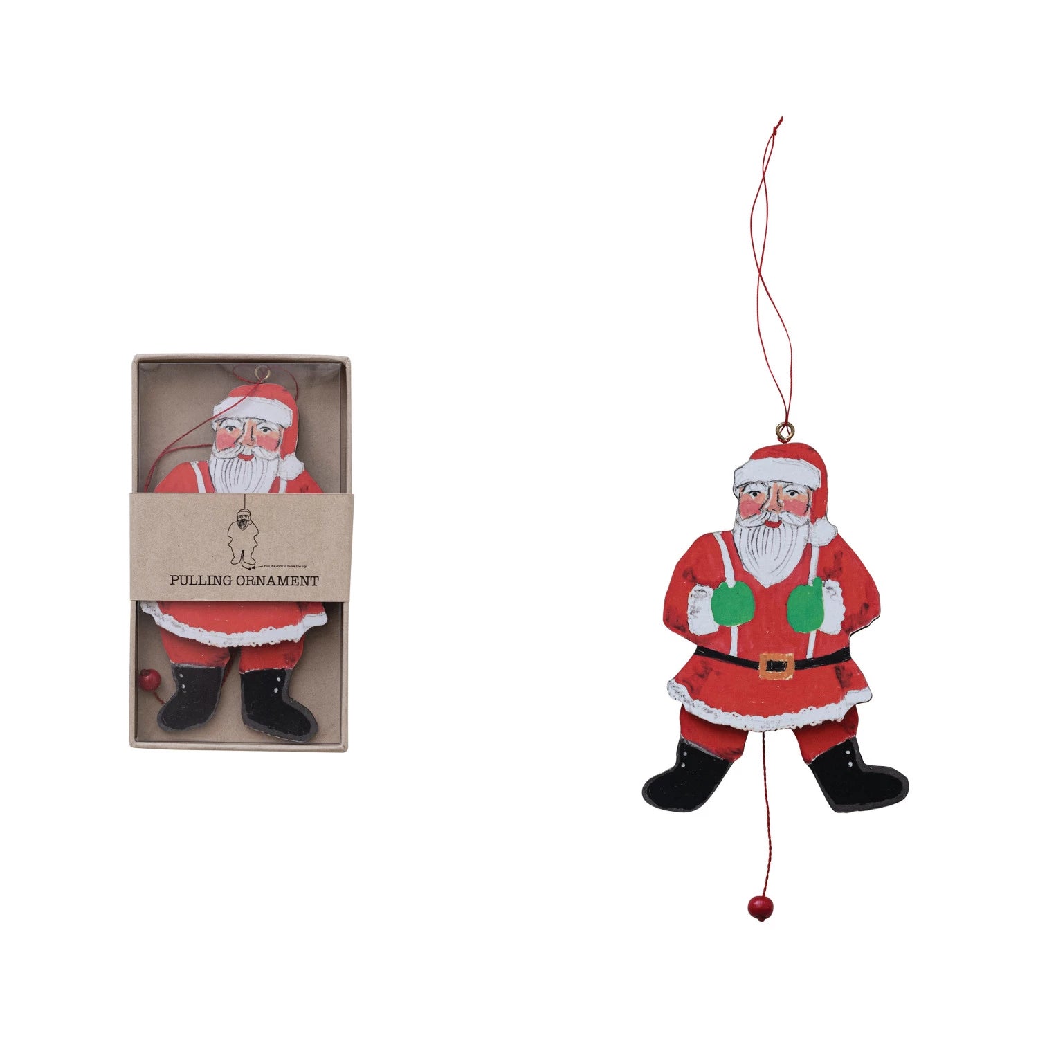 Pull Santa Ornament