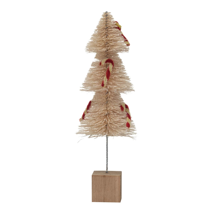 Short Sisal Bottle Brush Tree w/ Chenille Candy Canes