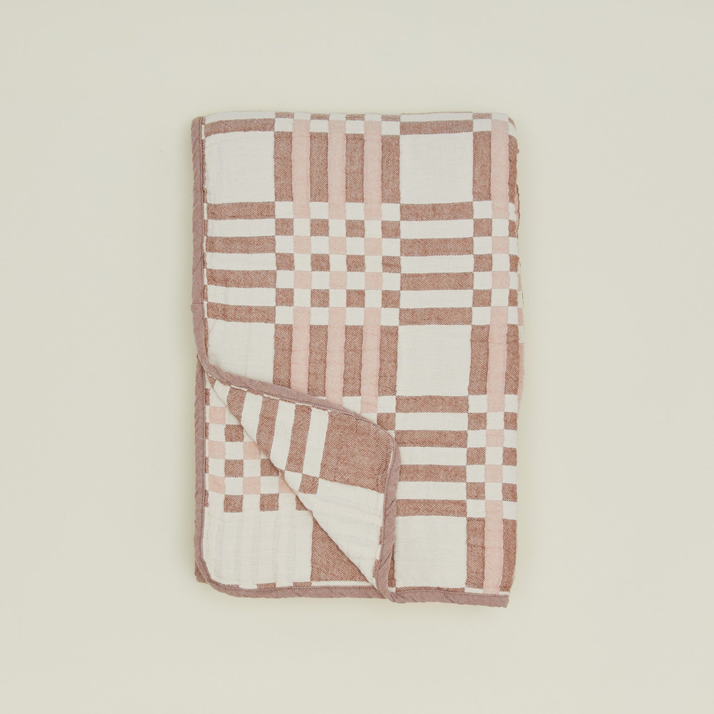 SIMPLE PLAID BLANKET - BLUSH/TERRACOTTA