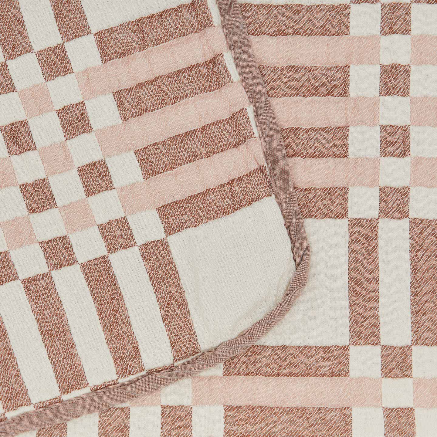 SIMPLE PLAID BLANKET - BLUSH/TERRACOTTA