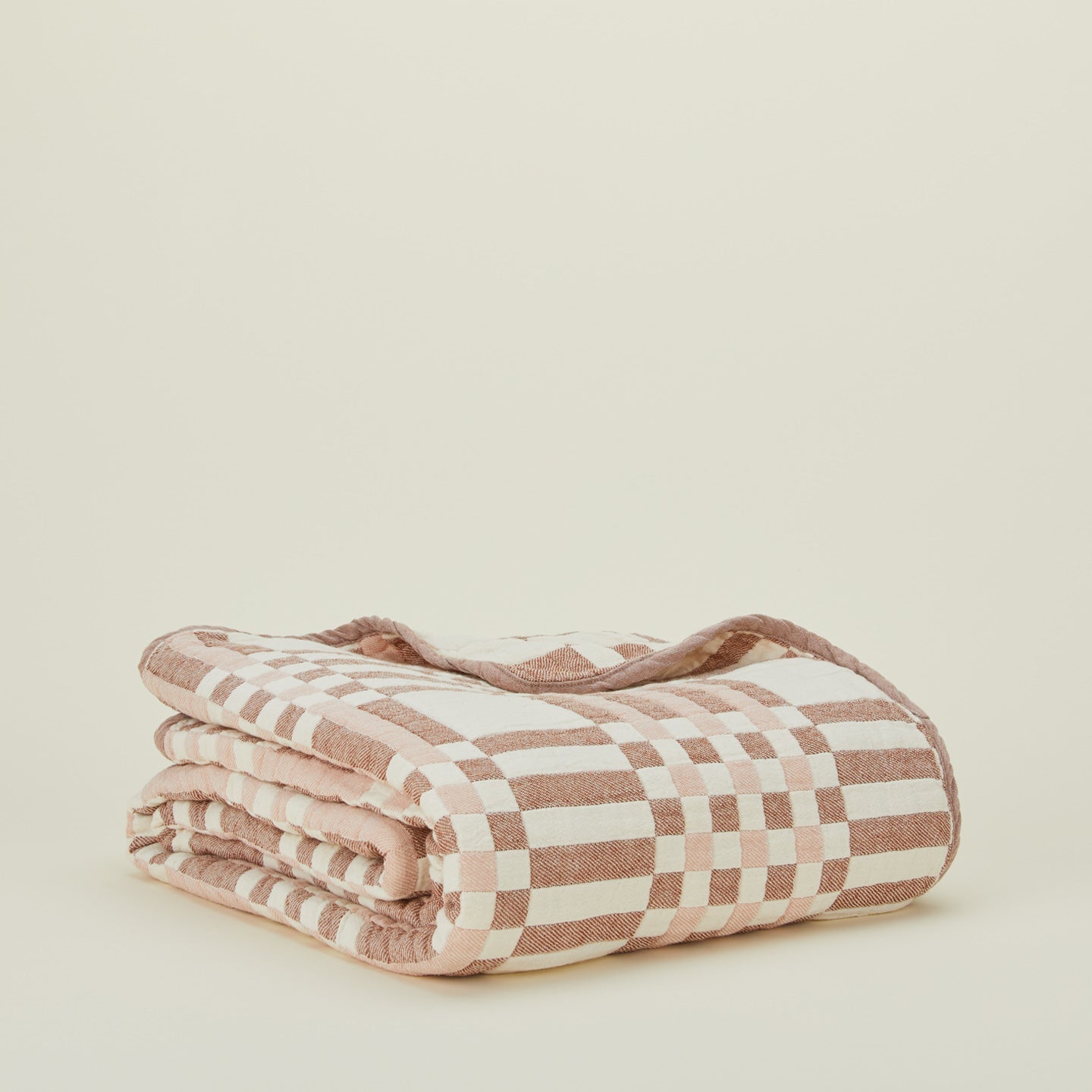 SIMPLE PLAID BLANKET - BLUSH/TERRACOTTA