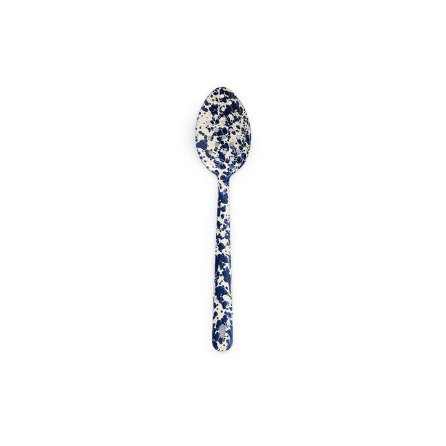 Splatter Large Slotted Spoon - navy and cream