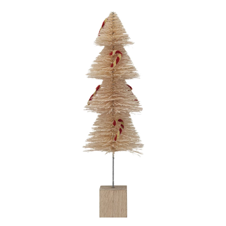 Tall Sisal Bottle Brush Tree w/ Chenille Candy Canes