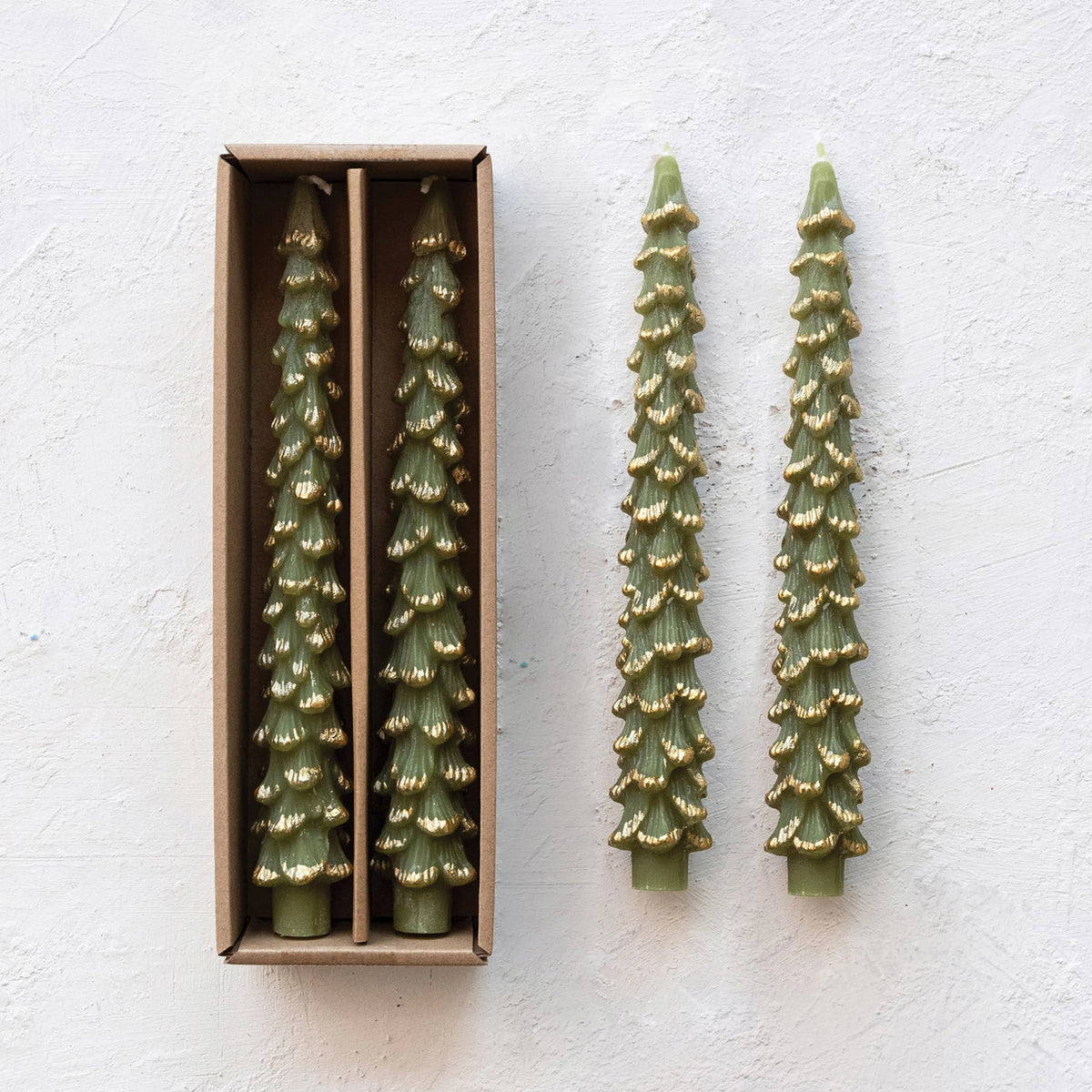 Tree Shaped Taper Candles, Set of 2