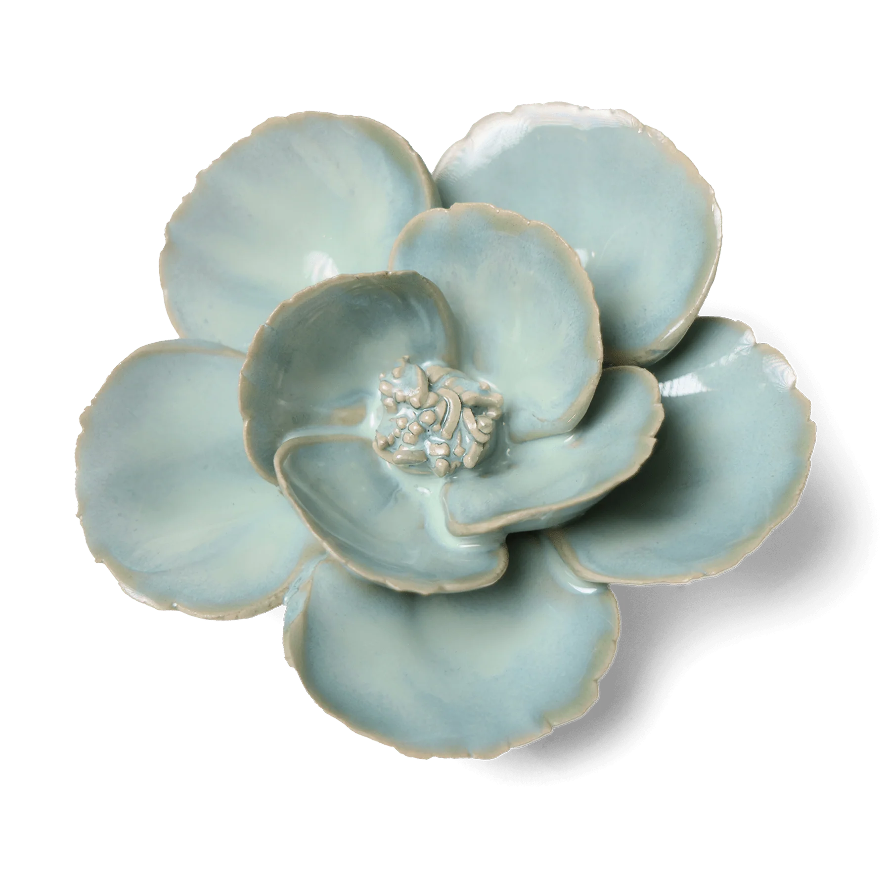 English Garden Ceramic Flower Wall Art - Teal Lotus