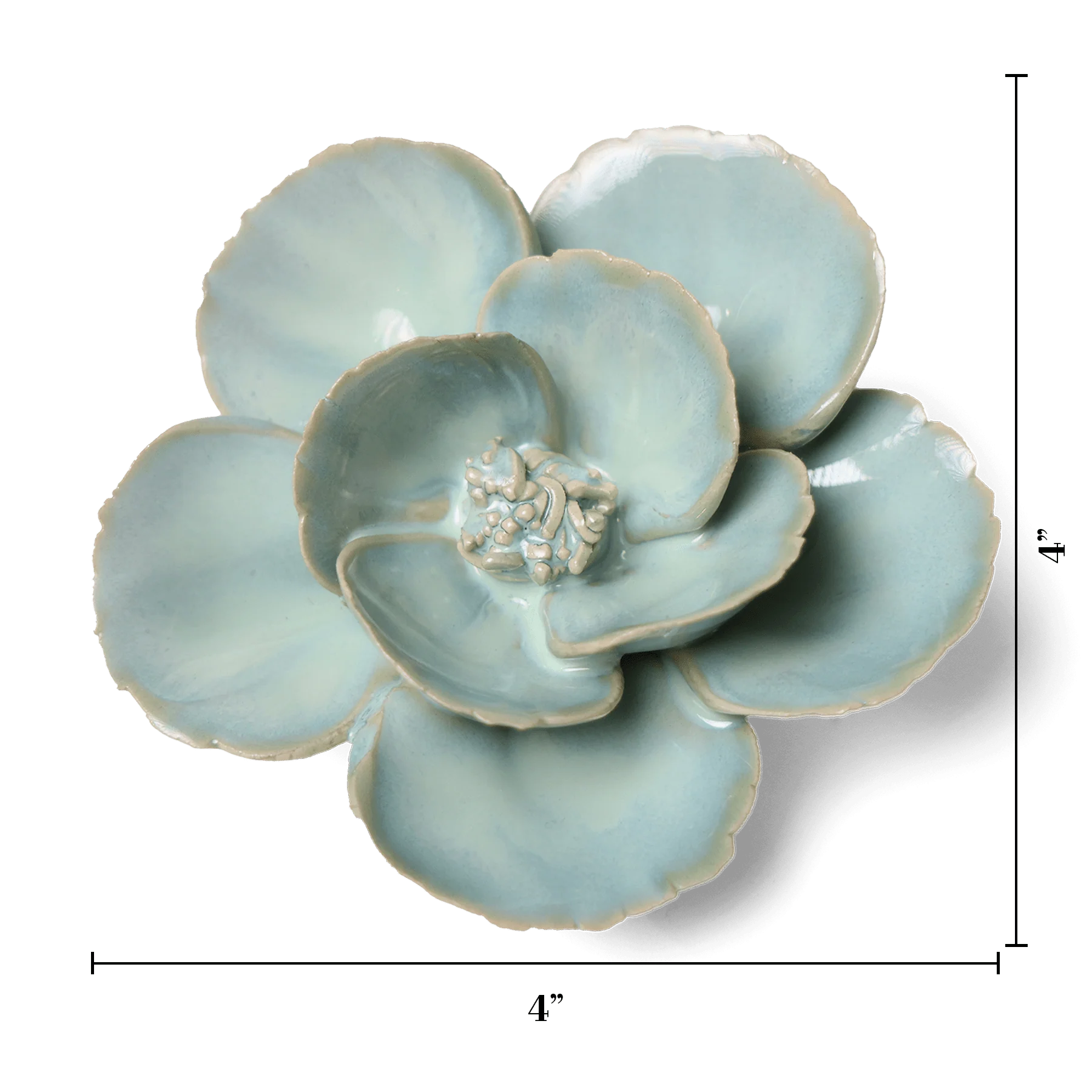 English Garden Ceramic Flower Wall Art - Teal Lotus