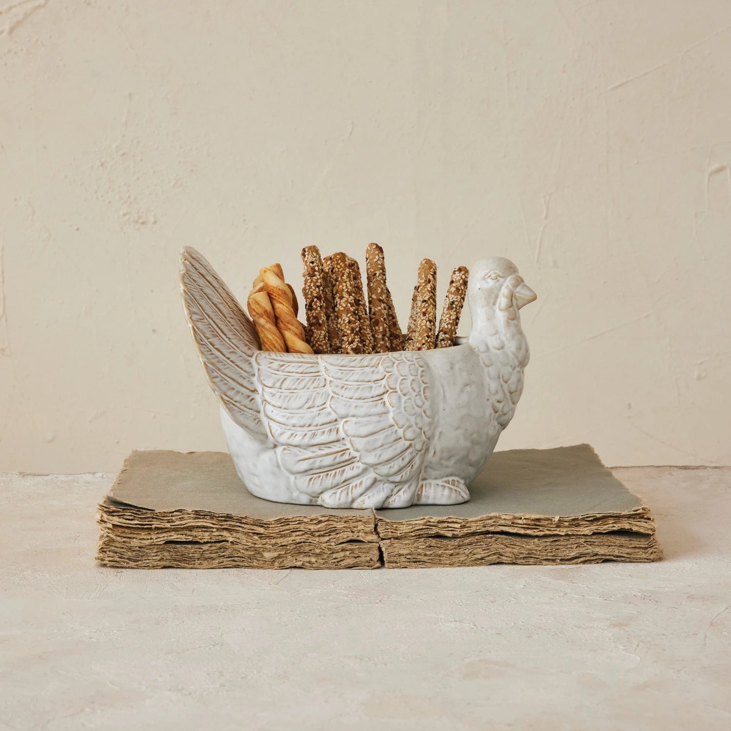 Stoneware Turkey Shaped Bowl - Reactive Glaze