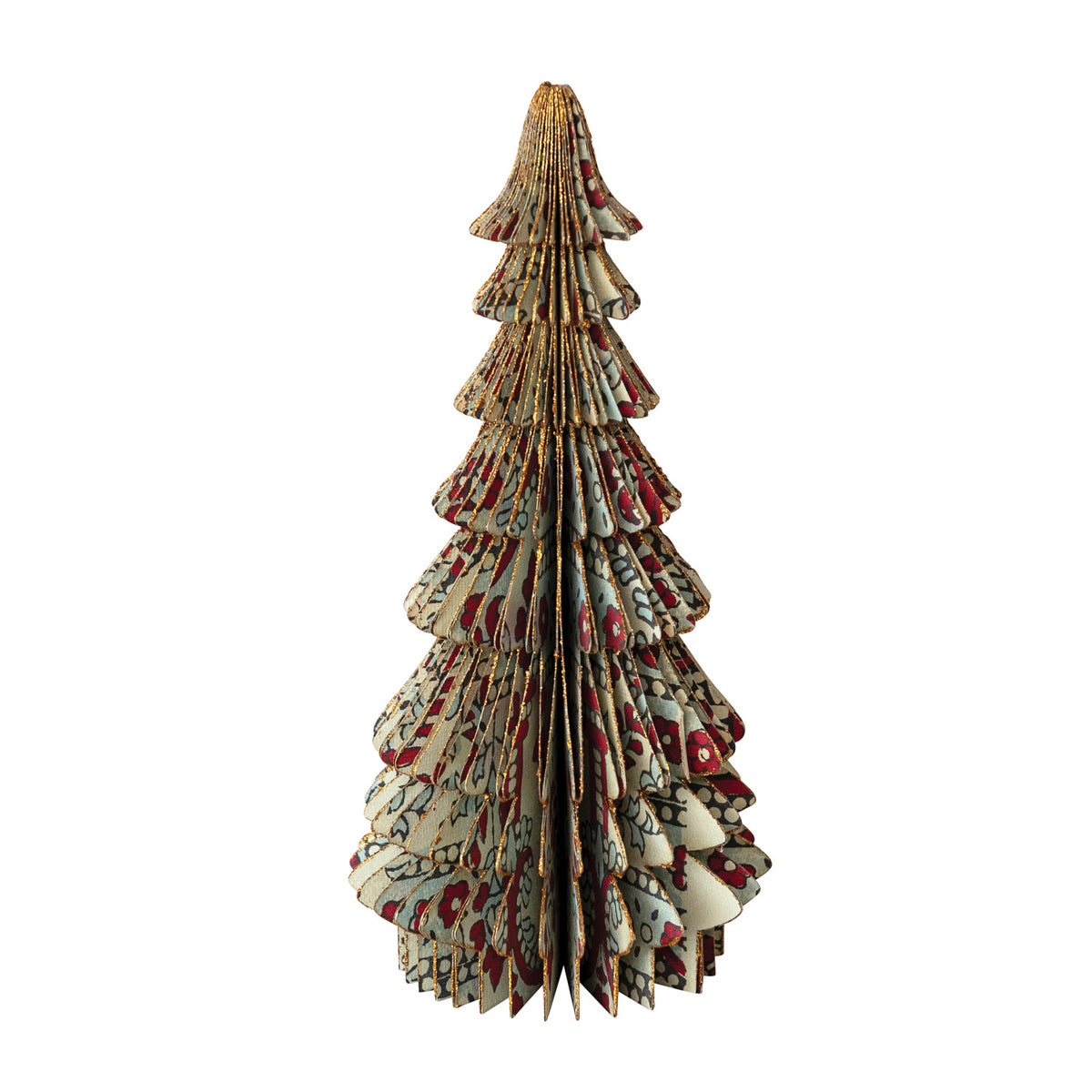 Recycled Block Printed Paper Folding Trees